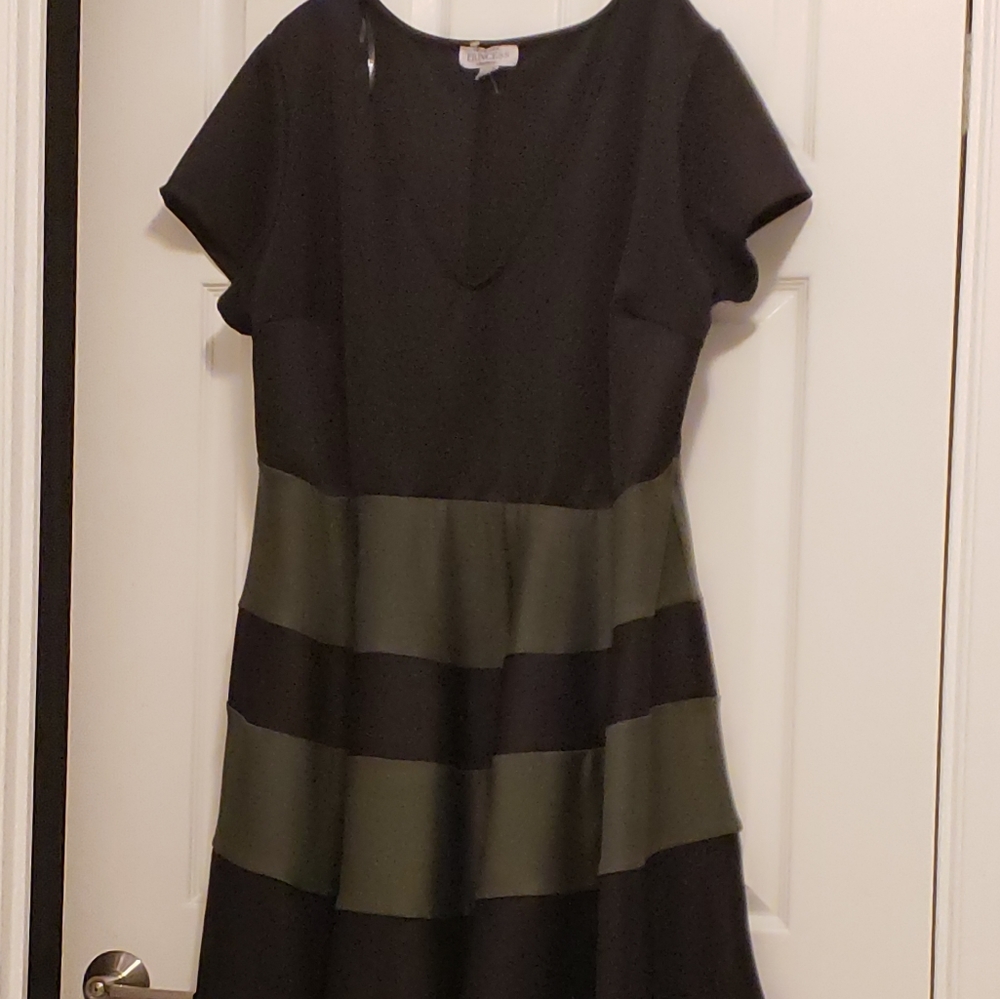 Black and Green Society Plus Dress